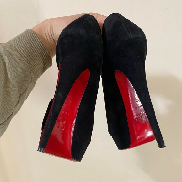 AUTHENTIC CHRISTIAN LOUBOUTIN VEAU VELOURS VERITA 150 BOOTIES 39 SUEDE BLACK - Picture 5 of 16